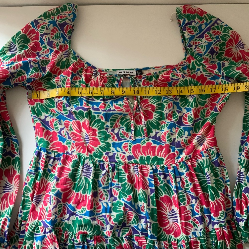 Rixo London Roxy Hibiscus Floral Long Sleeve Cotton Mini Dress, Medium - Picture 12 of 16